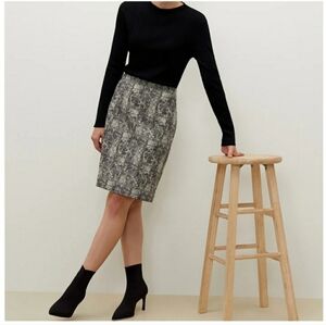 MM Lafleur The Noho Straight Crackle Ivory and Black Pencil Skirt Size 8